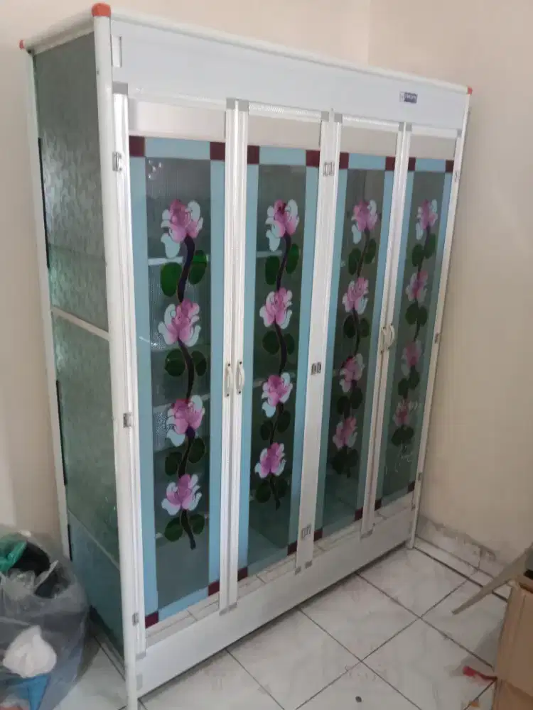 Lemari sayur alumunium lemari piring aluminium 4 pintu rak piring