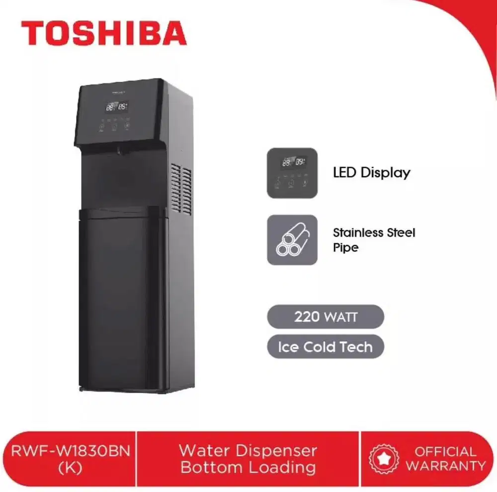 TOSHIBA Dispenser RWF-W1830BN Dispenser Air Galon Bawah 220W - Hitam