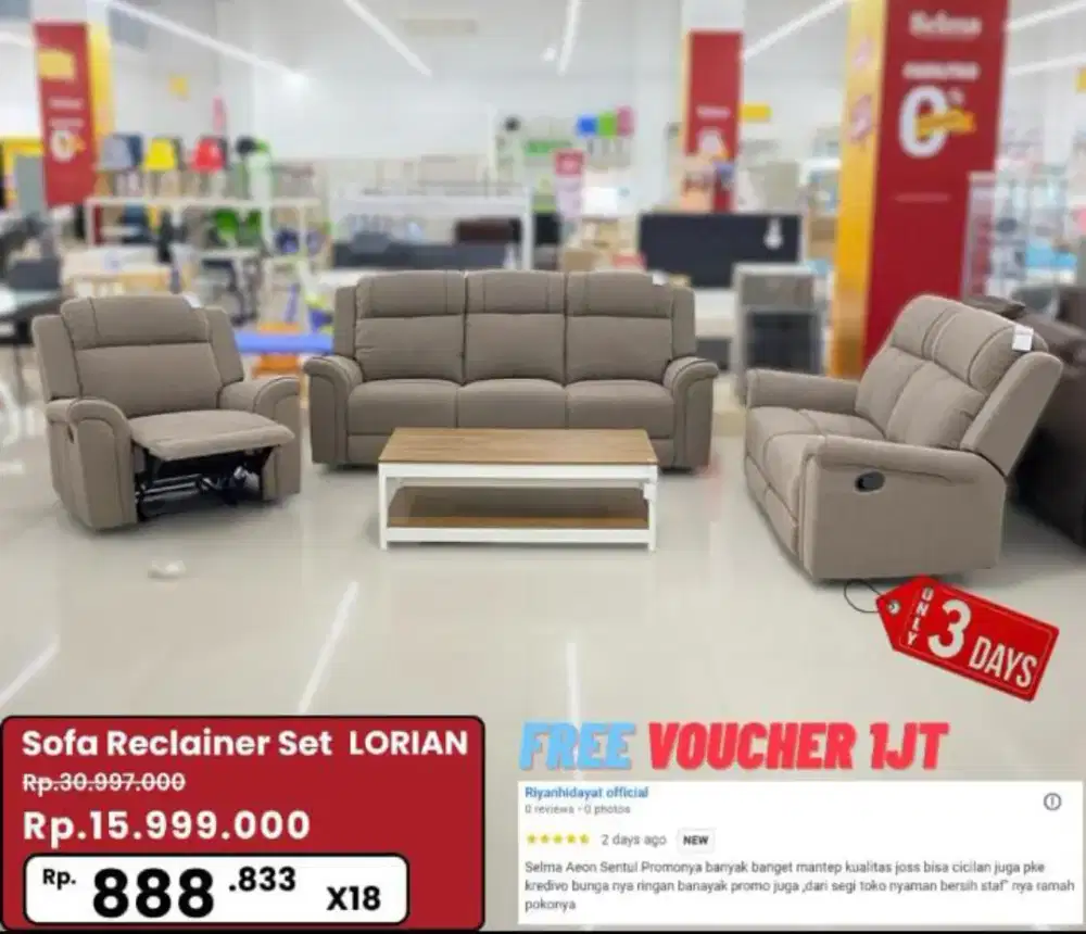 Set sofa reclainer promo