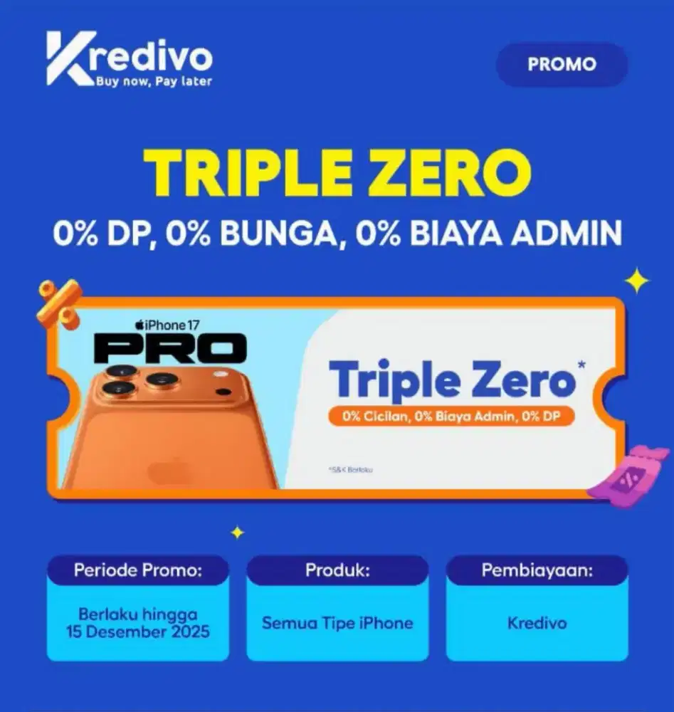 TRIPLE ZERO IPHONE 17 PAKAI KREDIVO SYARAT KTP AJA