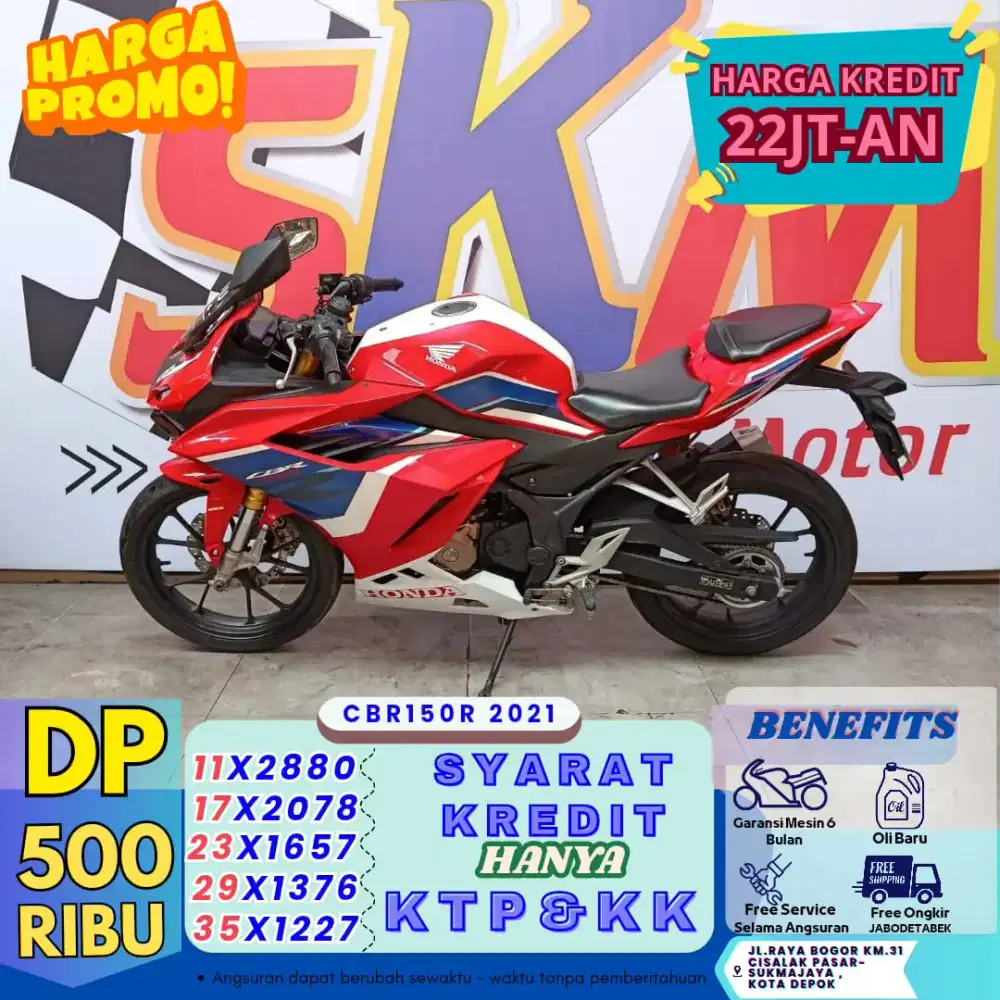 ( cbr  150 tahun 2021 dp:500 proses 1hari km low) cash credit