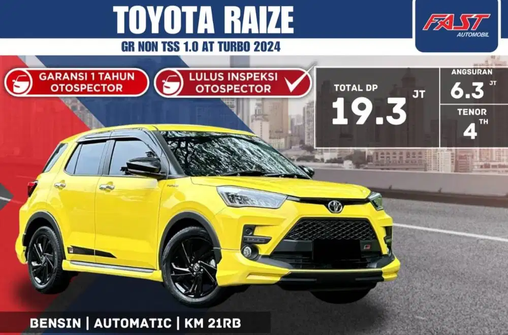 TOYOTA RAIZE GR 2024 NON TSS 1.0 AT TURBO LOW KM.21RB PAJAK PNJNG #F2S