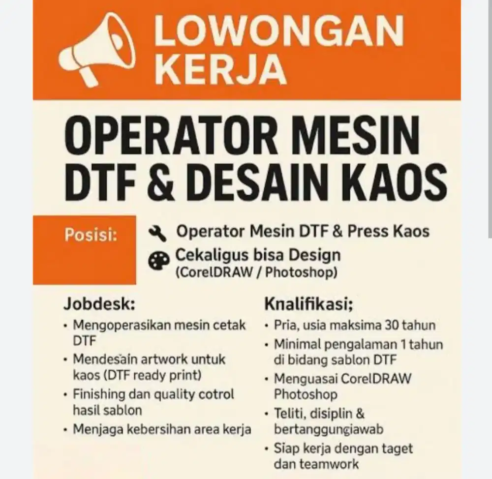 Operator Mesin DTF