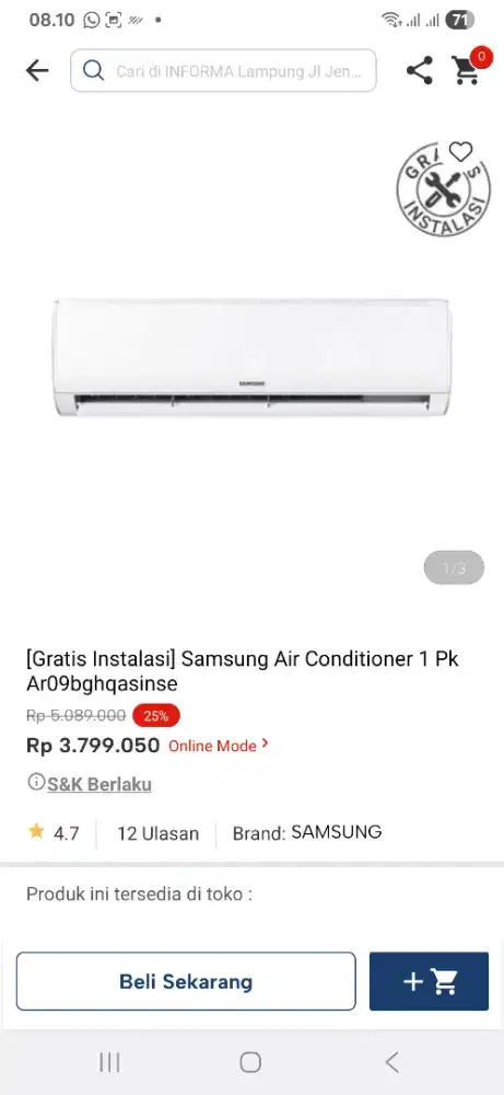 Samsung 1 pk ar09bg