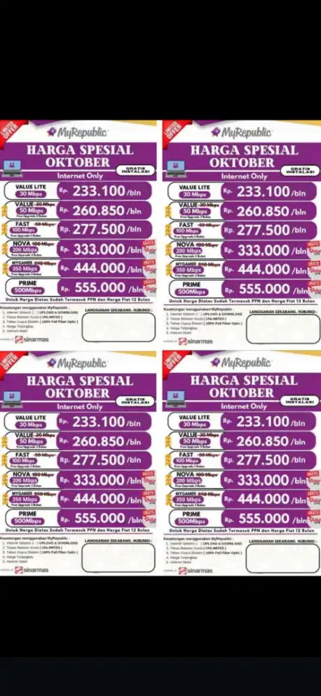 Promo pemasangan internet myrepublic WiFi Myrepublic Cipayung Depok