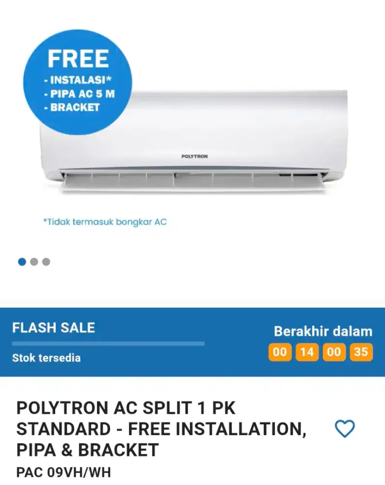 POLYTRON AC SPLIT 1 PK STANDARD WHITE