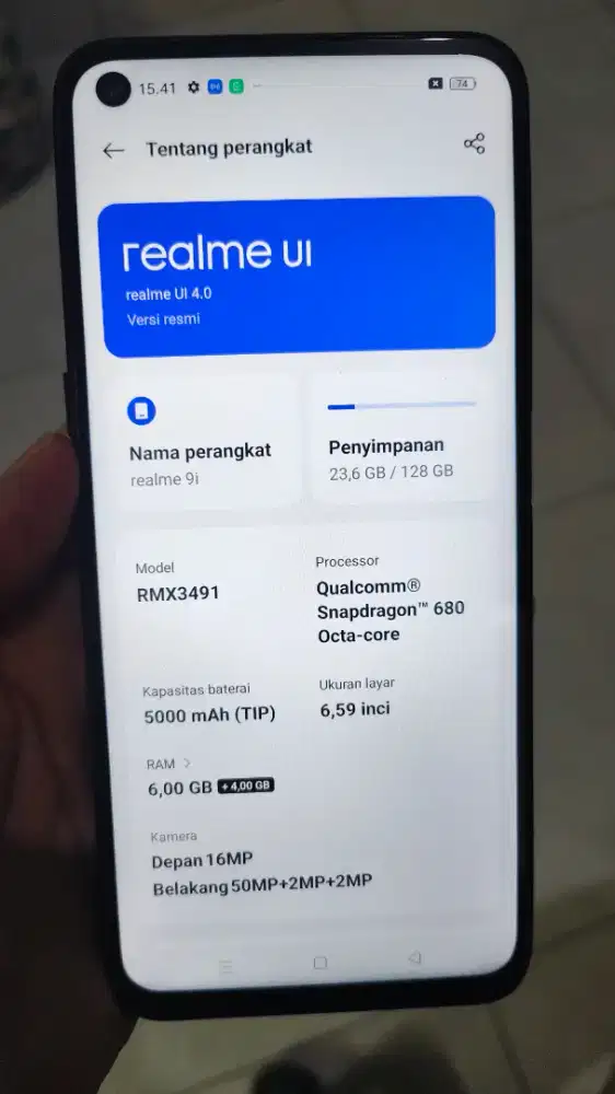 Realme 9i , ram 6+4/128