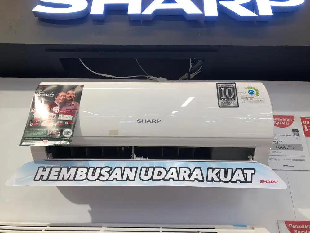Sharp AC 1/2PK standar Free pemasangan promo cicilan 0%