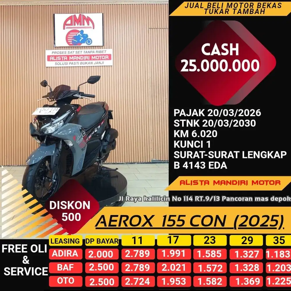 AEROX CONN 155 2025 LIKE NEW KM LOW PAJAK HIDUP CC 0% KREDIVO TOKPED