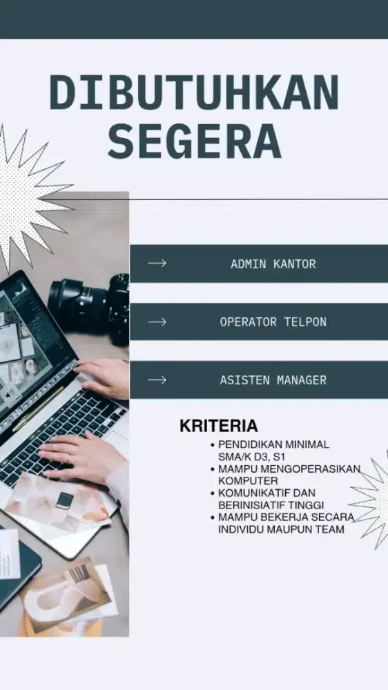 Dibutuhkan secepatnya 4 karyawan baru.