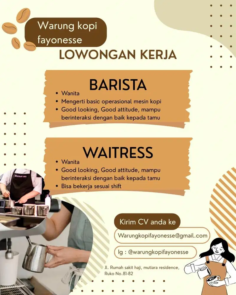 Lowongan barista & waitress