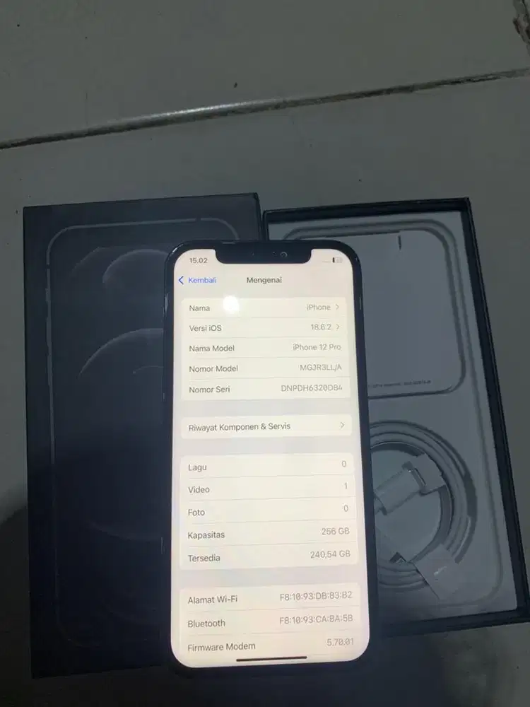Iphone 12 pro 256gb ex inter warna midnight grey