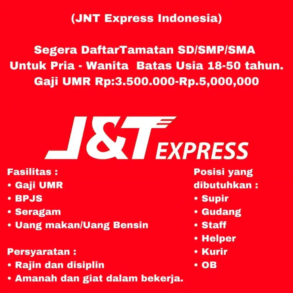 lowongan kerja j&t express