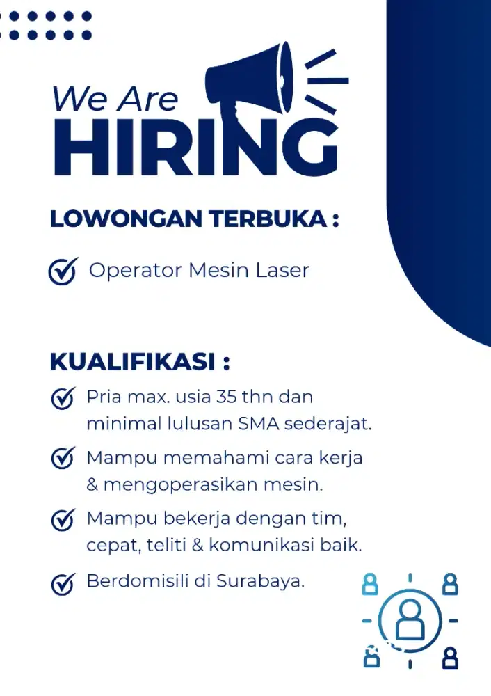 Dicari Operator Mesin Laser