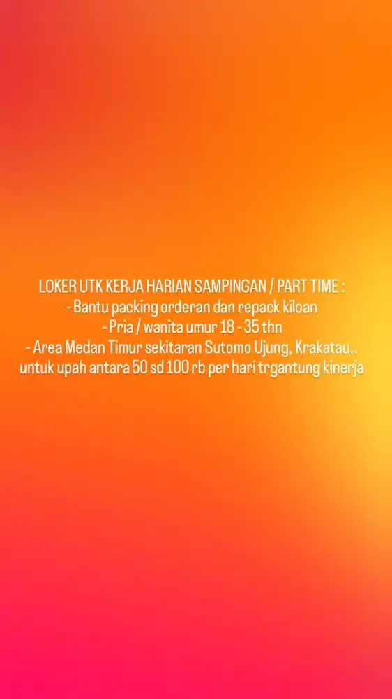 Lowongan kerja sampingan / part time