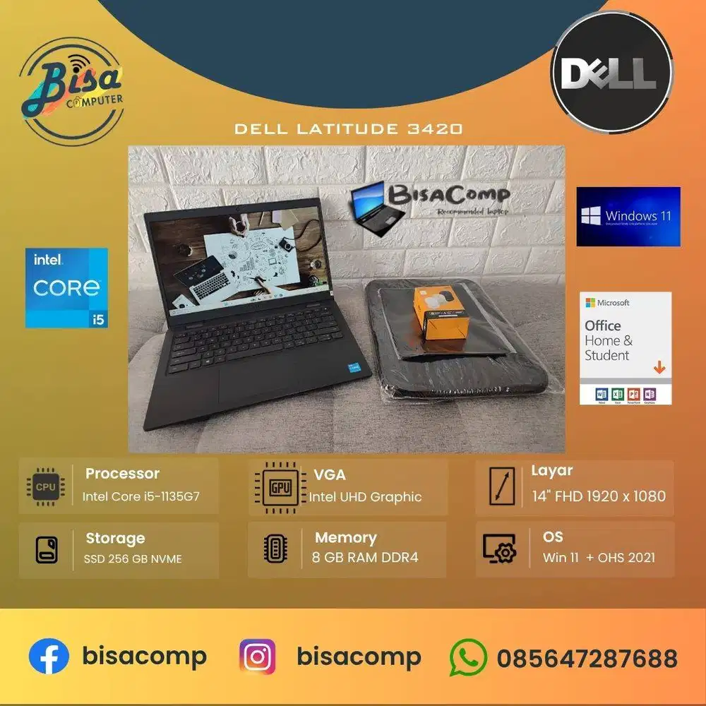 Dell Latitude 3420 Core i5 11th Gen SSD 256gb Ram 8gb 14inchFHD