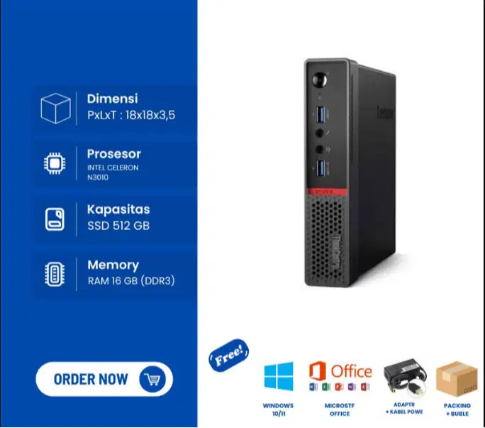 MINI PC M600 CELERON 6 RAM 8/256-NO RAM/SSD DL-SUR