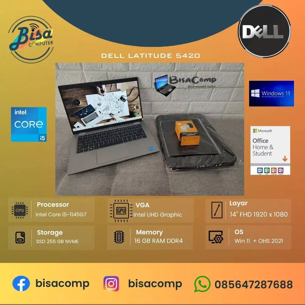 Dell Latitude 5420 Core i5 11th Gen SSD 256gb Ram 16gb 14inchFHD BL