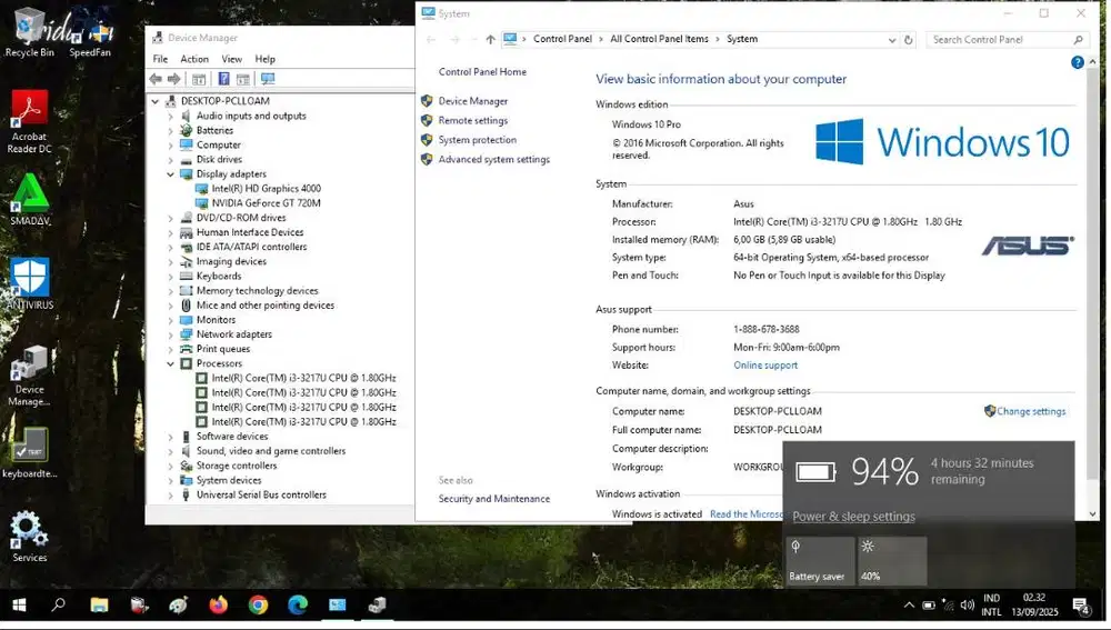 ASUS Core 10GB VGADual Nvidia Batre/LCD Baru Laptop14in BerGaransi