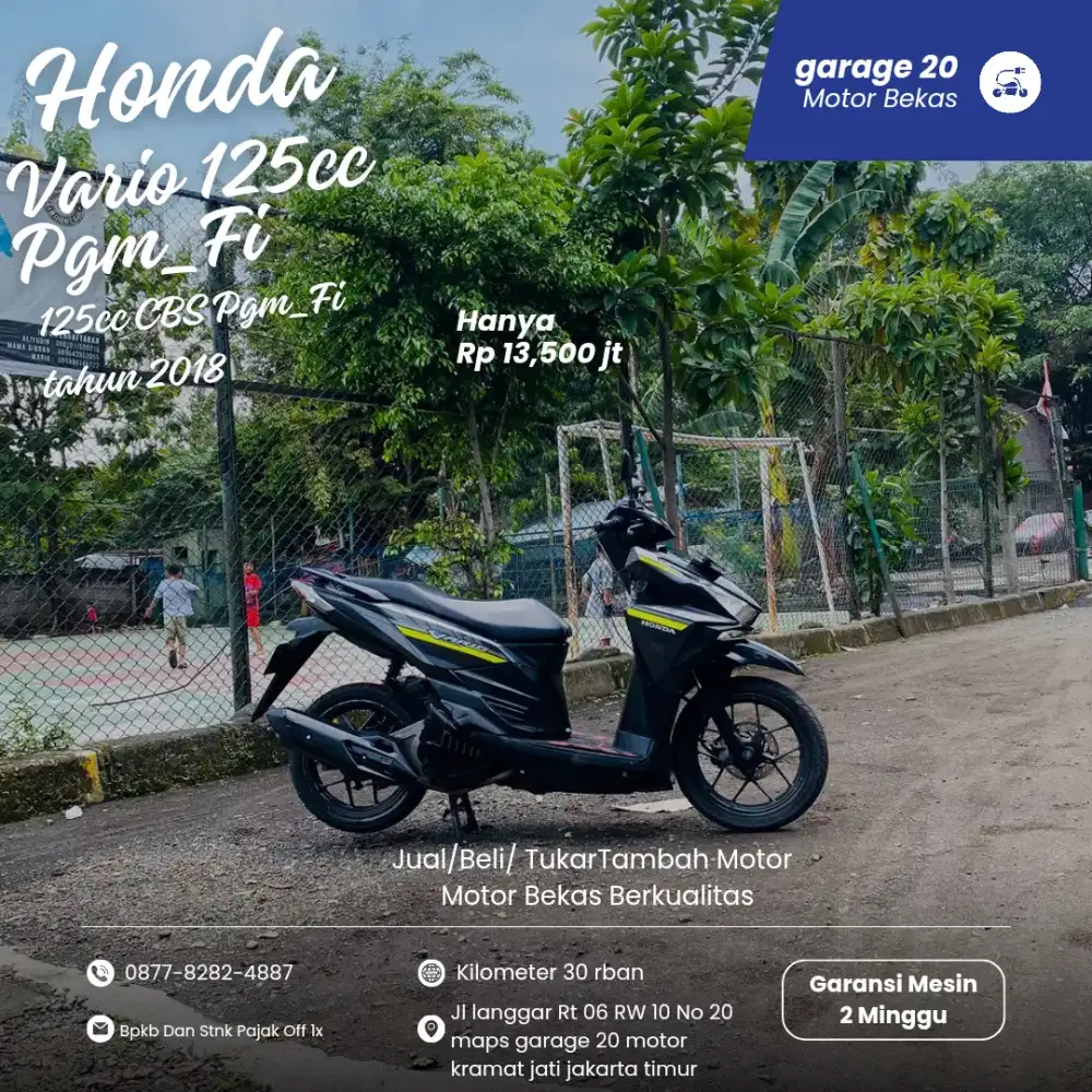 Honda Vario 125cc Pgm_Fi CBS Fi Tahun 2018 Pajak Off