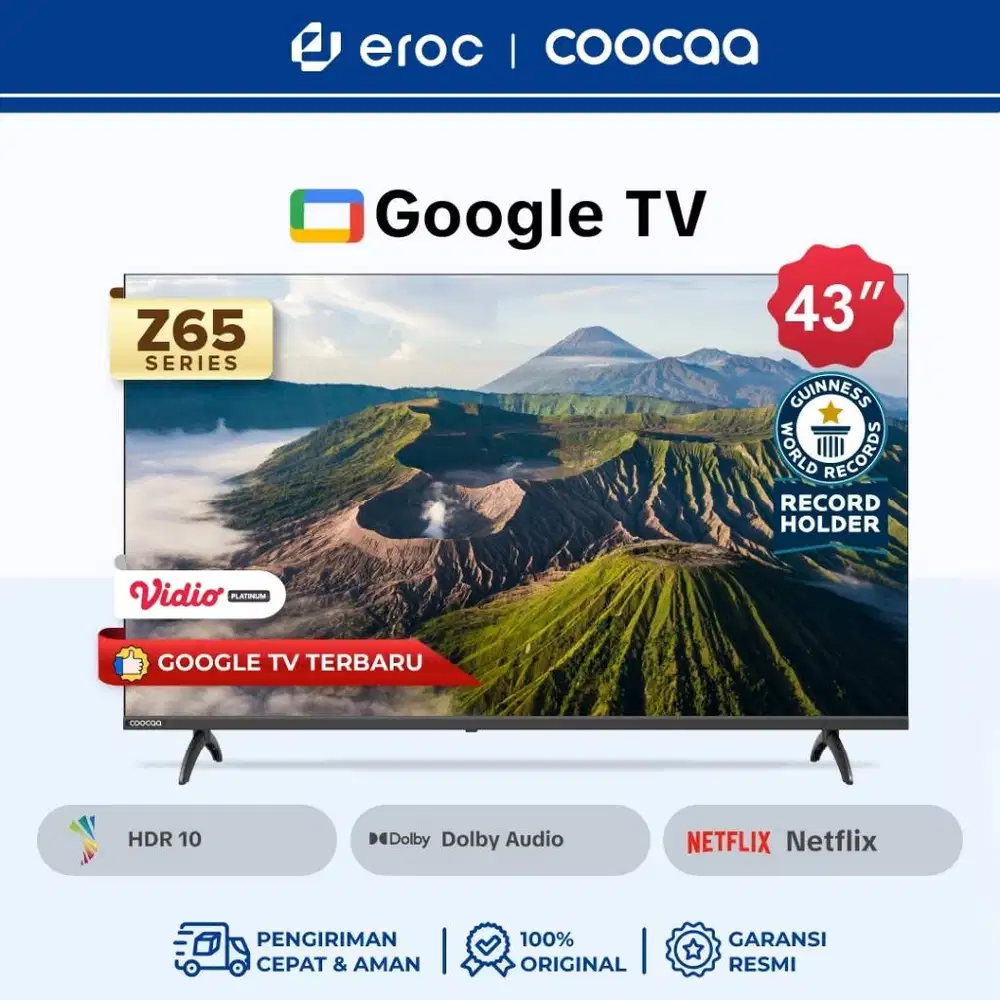 COOCAA TV 43 inch Z65 - OS Google TV - Smart TV - 2K LED - Dolby Audio