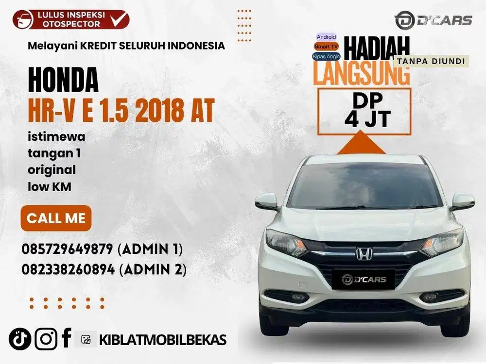 HONDA HRV E 2018 MATIC FLOATING LOW KM ORIGINAL