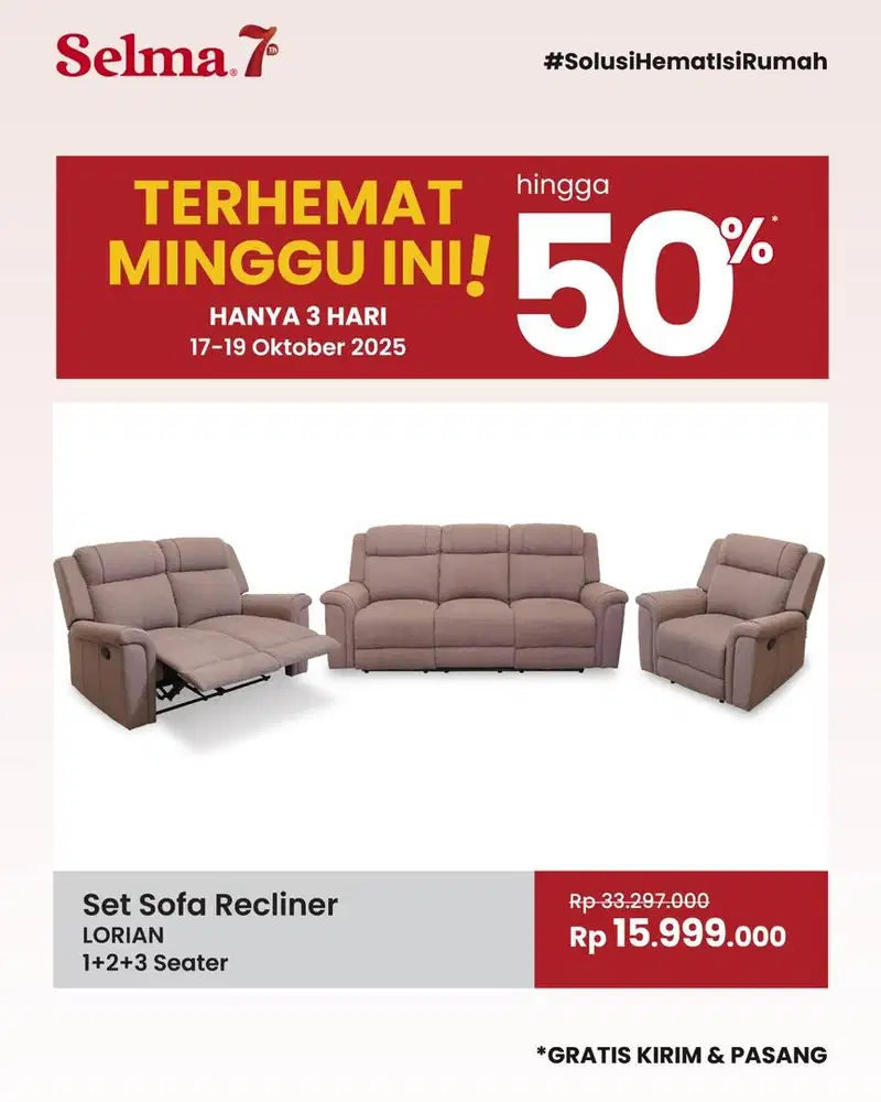 Jual sofa set recline promo minggu ini