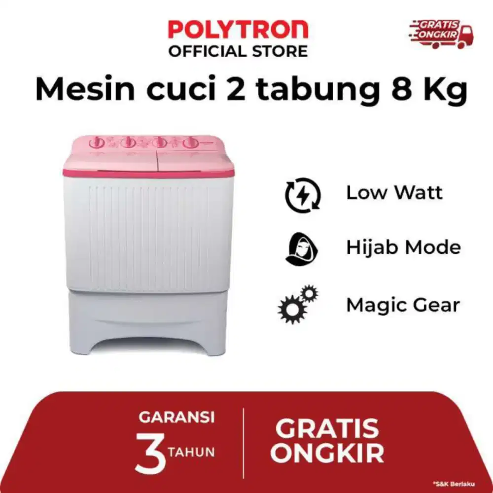 Polytron mesincuci 2tabung 8kg