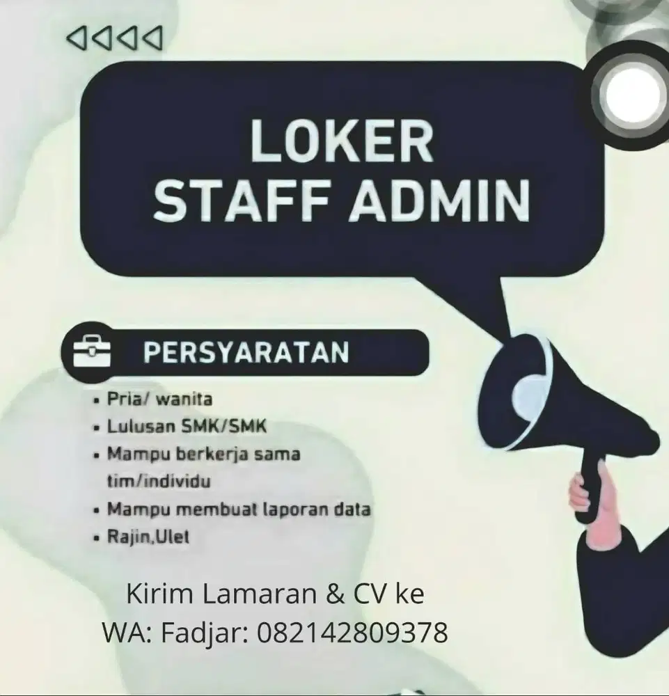 Lowongan Kerja Staff Admin