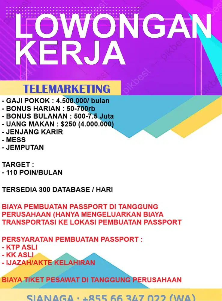 LOWONGAN KERJA TELEMARKETING