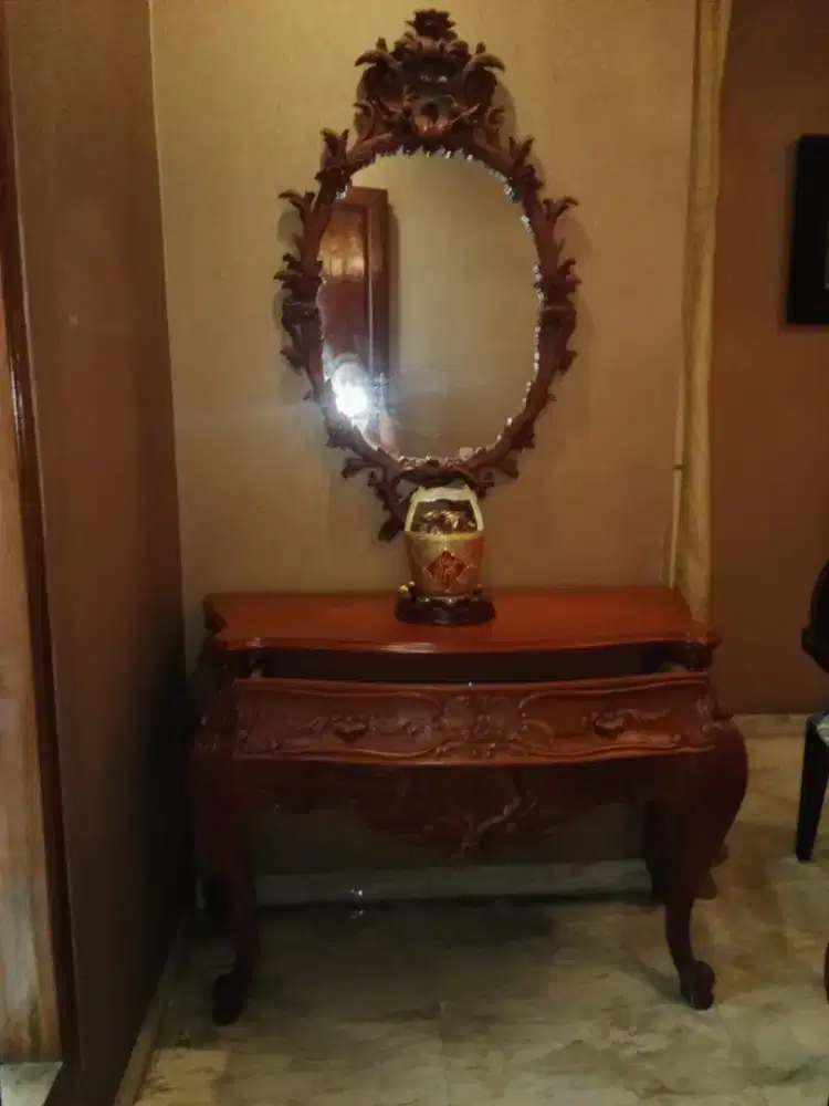 Dijual murah meja kaca foyer jati asli