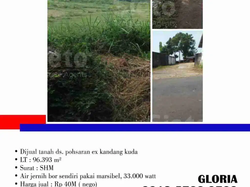Dijual tanah ds. pohsaran ex kandang kuda