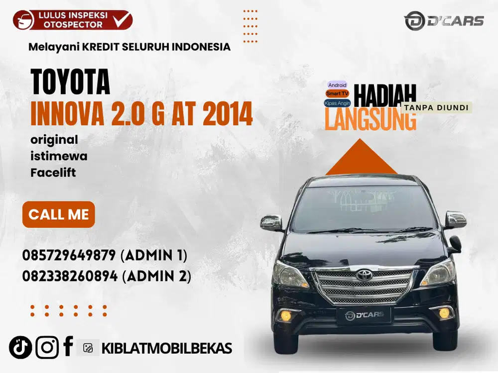 TOYOTA INNOVA 2.0 G 2014 MATIC BEBAS BANJIR BEBAS LAKA