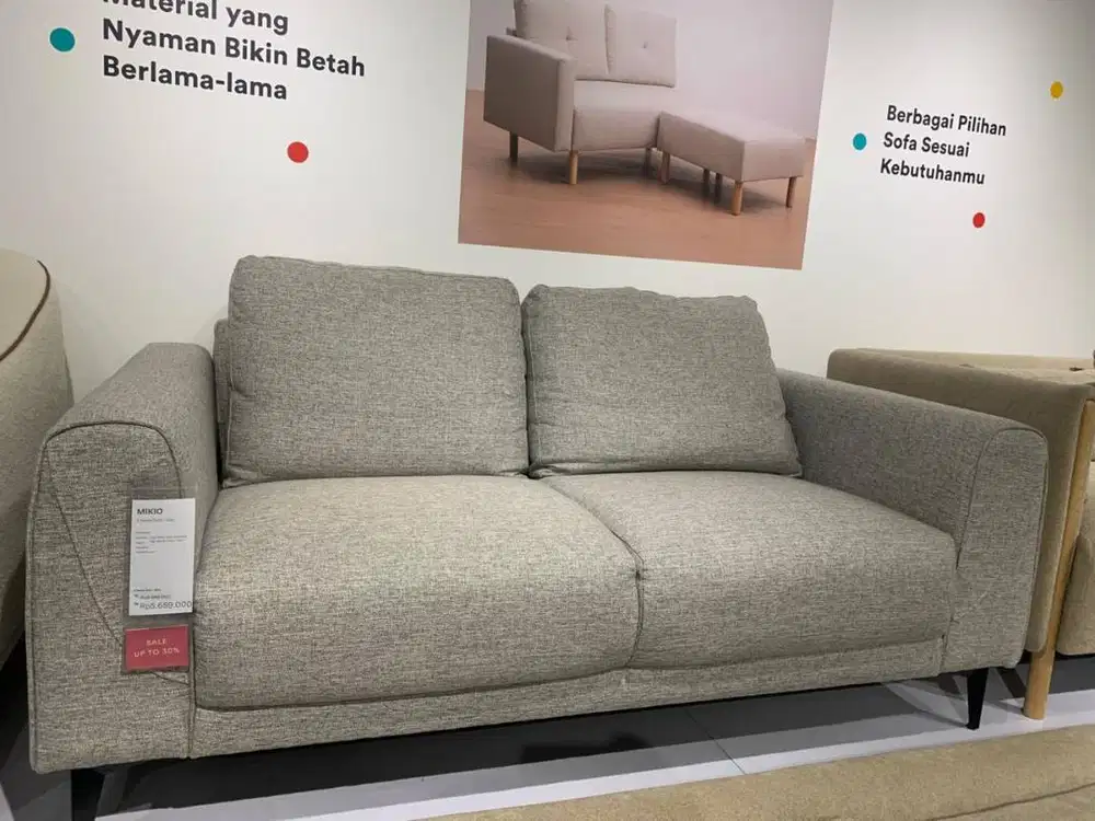 Heim Studio MIKIO Sofa 2 Dudukan Kain - Abu-abu Muda