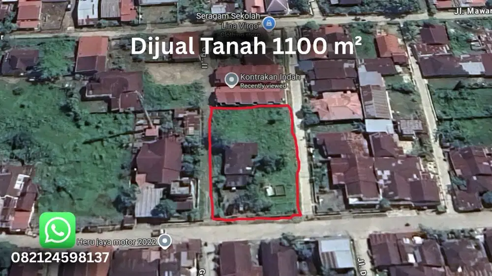Dijual Tanah Luas 1100 m² – Lokasi Strategis, Jalan 2 Arah – Dadok Tun