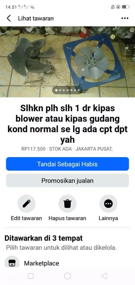 Slhkn plh slh 1 dr kipas blower atau kipas gudang kond normal murah sj