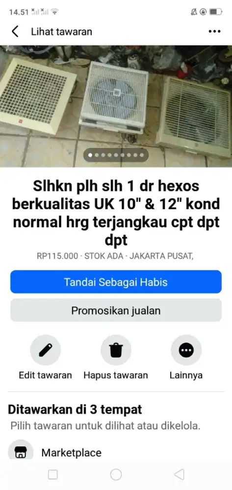 Slhkn plh slh 1 dr hexos berkualitas UK 10 & 12 kond normal cpt dpt