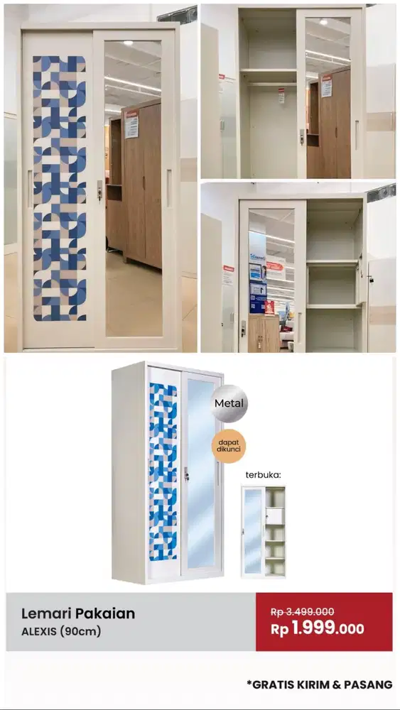 lemari pakaian sliding 2 pintu