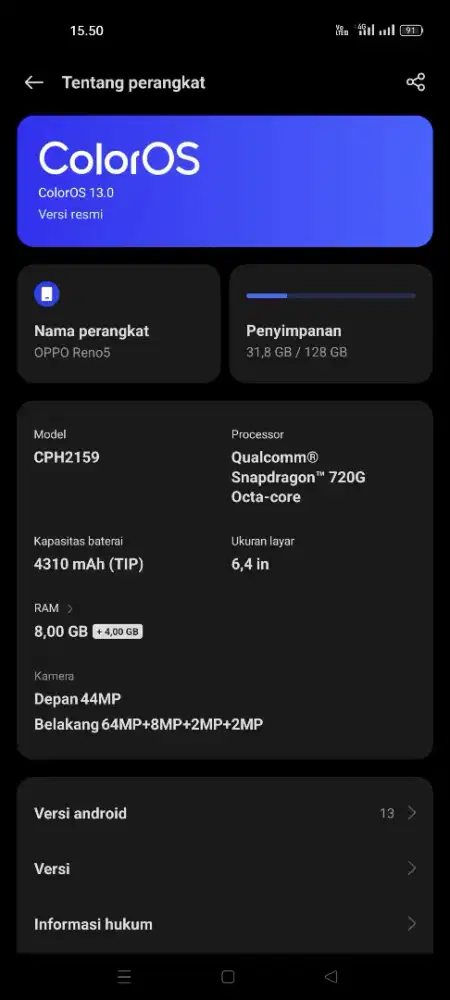 Jual Cepat Oppo Reno a5 Ram 8+4/128