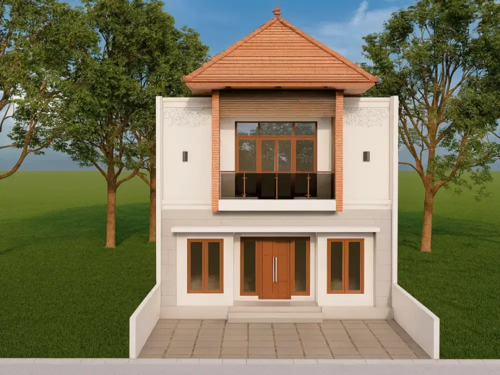 Gaya Arsitektur Bali Style 2 Lantai Rumah Strategis Jogja Jl. Kaliurang
