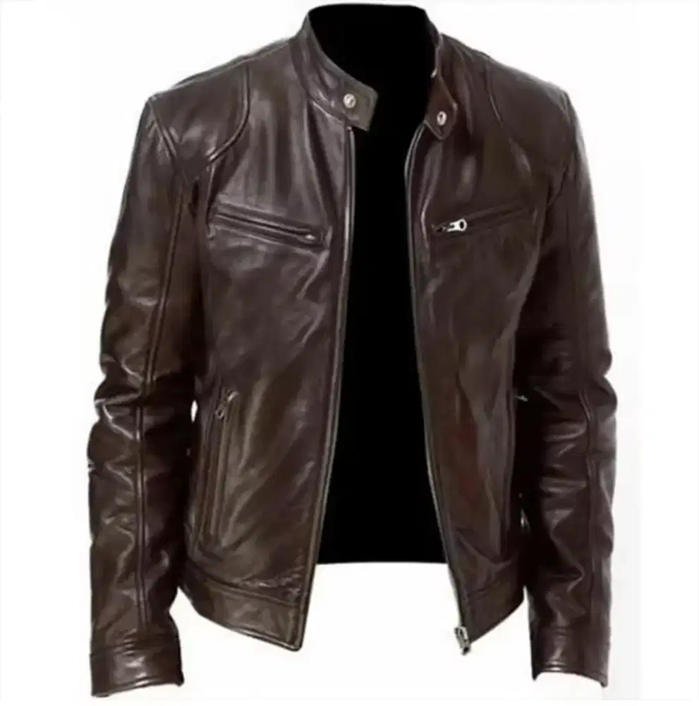 Jaket Swis big zais Pria Kulit