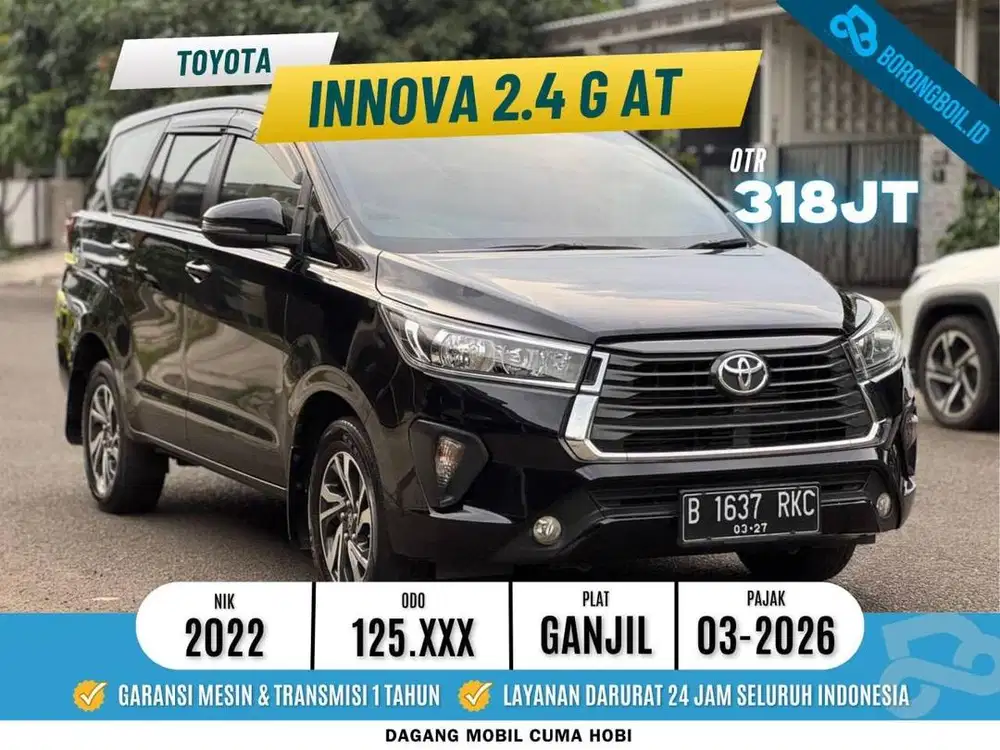 KIJANG INNOVA G DIESEL 2.4 AT 2022 HITAM TERMURAH PAJAK PANJANG