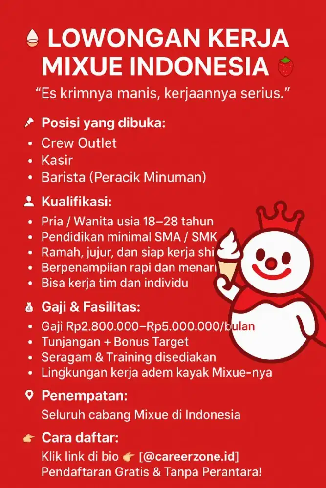Lowongan kerja mixue