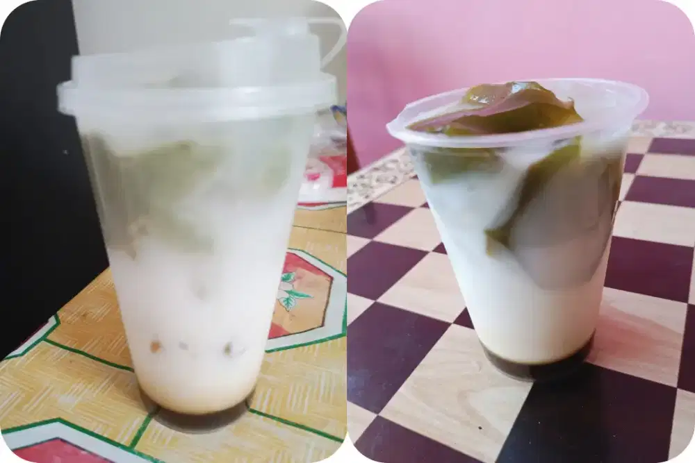 Es cincau dan es sari kacang hijau