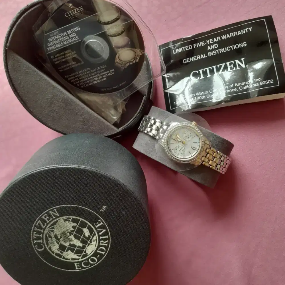 Citizen Eco Drive-FD1034-55D cantikk dg batu Swarozki & Gold angka.