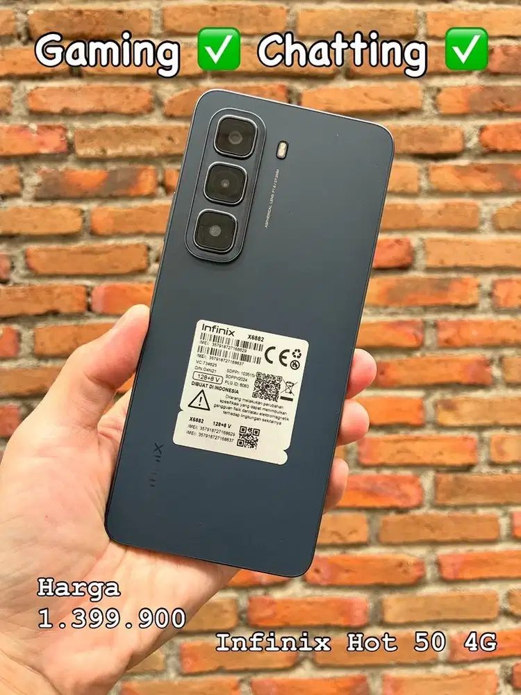 Infinix Hot 50 Hitam 8/128Gb Helio G100 Gaming 120 Hz Garansi 2026