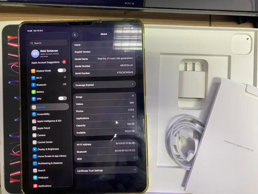 Ipad Pro 11 inch M2 gen 4 Wifi Only 128gb Grey