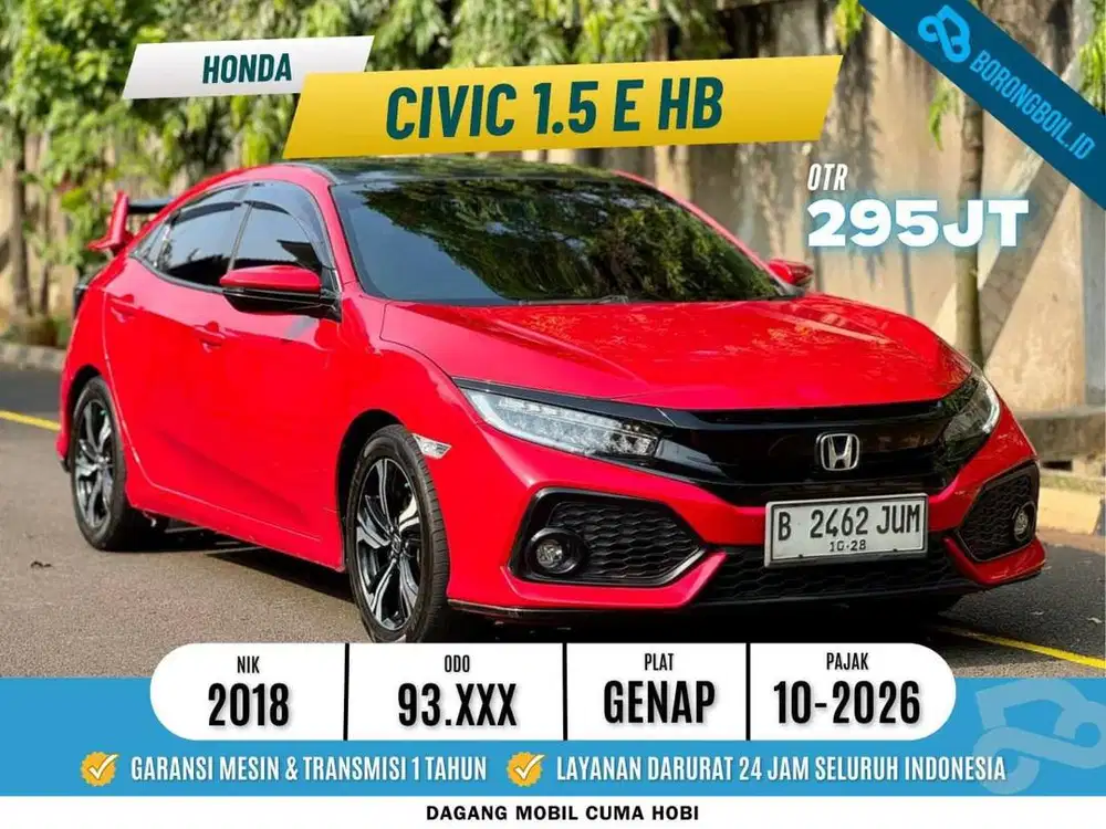 HONDA CIVIC E HATCHBACK 2018 MERAH ISTIMEWA GOOD CONDITION PAJAK PANJG