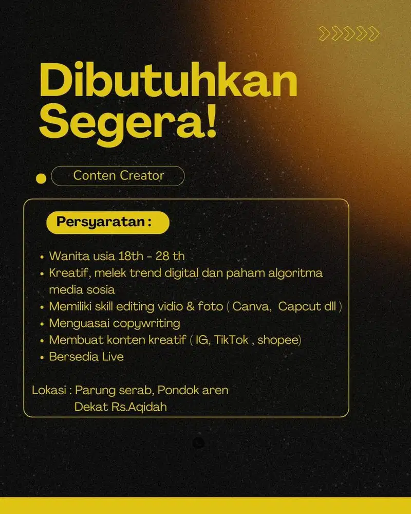 LOWONGAN ADMIN SOSIAL MEDIA / KONTEN KREATOR