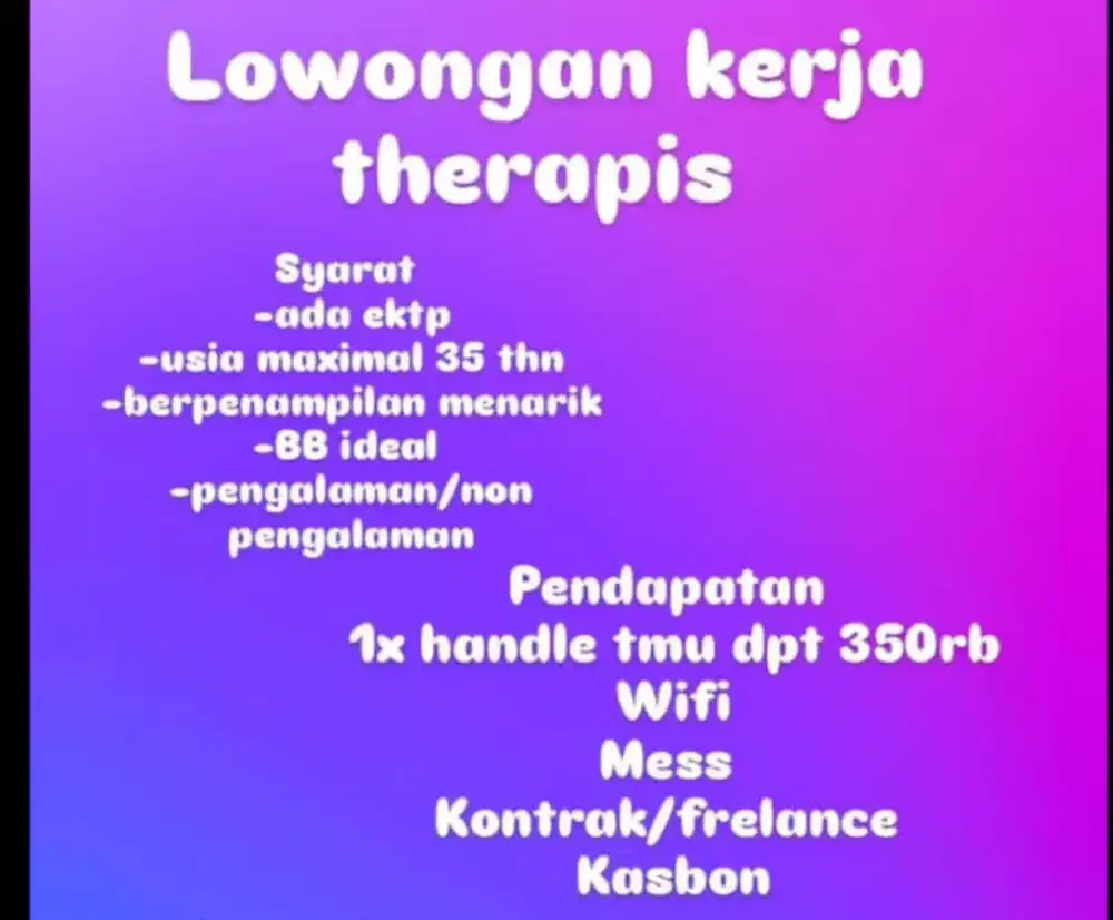LOWONGAN KERJA WANITA SPA BALI